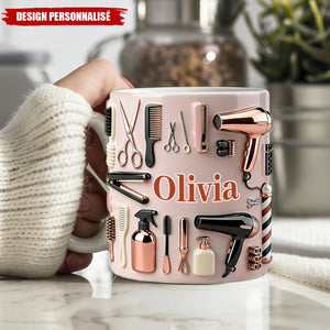 Mug outils de coiffure personnalisé — Cadeau pour coiffeur