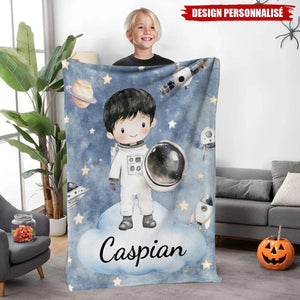 Couverture personnalisée – Astronaute Enfant avec Nom – Cadeau Douillet pour Passionnés d’Espace