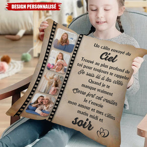 Coussin Personnalisé avec Message du Ciel – Cadeau Réconfortant pour les Êtres Chers
