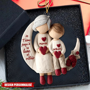 Ornement Personnalisé “Je t’aime jusqu’à la lune et retour” – Mamie et Petit-Enfant