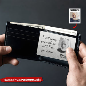 Carte Commémorative Personnalisée - "Je Te Porterai Avec Moi"