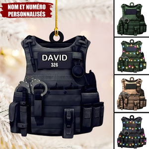 Décoration de Noël Personnalisée – Gilet Tactique avec Nom et Numéro