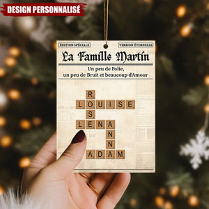 Ornement de Noël Personnalisé – Mots Croisés de la Famille