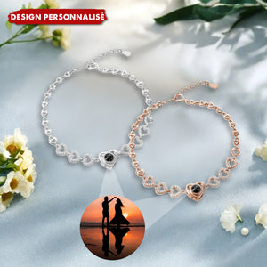 Bracelet Cœur avec Projection Photo – Cadeau Personnalisé d’Amour
