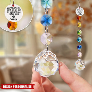 Suncatcher Cristal Personnalisé – Hommage à un Animal au Pont Arc-en-Ciel