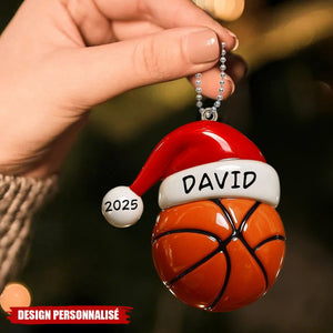 Ornement de Noël en Bois Personnalisé – Style Sportif avec Nom et Année