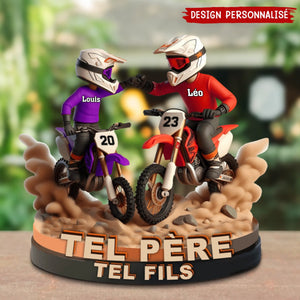 Papa et Fils en Moto Cross – Plaque Personnalisée, Cadeau pour Papa