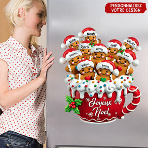 Aimant de Réfrigérateur de Noël Personnalisé – Tasse Pain d’Épices avec Prénoms