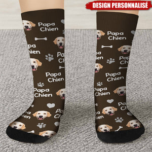 Chaussettes Amusantes pour Amoureux des Chiens-Design Personnalisé avec Photo