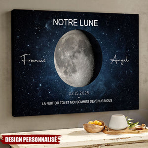 Affiche Personnalisée « Notre Lune » – Poster Romantique avec Noms et Date Spéciale