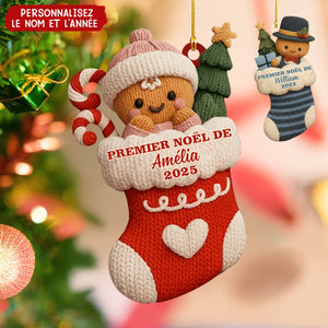 Décoration Personnalisée en Forme de Chaussette – Premier Noël de Bébé