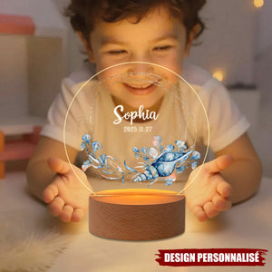 Veilleuse LED Acrylique Personnalisée – Prénom et Date avec Motif les créatures marines