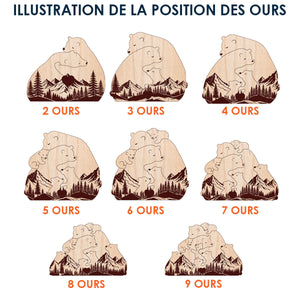 Nouvelle Version de la Famille d'Ours Enlacés – Puzzle en Bois Personnalisé de la Famille Ours