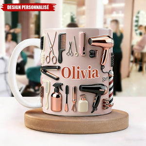 Mug outils de coiffure personnalisé — Cadeau pour coiffeur