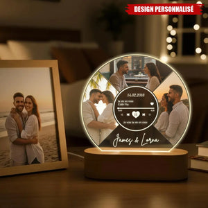 Lampe LED musicale personnalisée avec photos de couple – Cadeau de Saint-Valentin pour couple