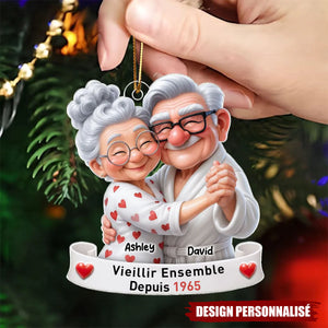 Ornement Acrylique Personnalisé – Couple Âgé Dansant, Vieillir Ensemble