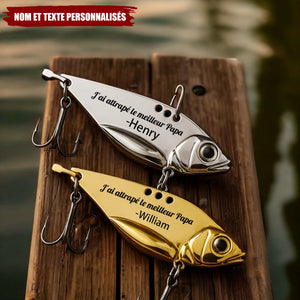 Appât de Pêche Personnalisé – "J'ai attrapé le meilleur Papa" avec Nom Gravé – Cadeau Fête des Pères Original