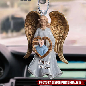 Porte-clés acrylique personnalisé avec ailes d'ange et photo