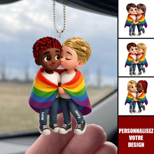 Décoration Voiture Acrylique Personnalisée – Couple LGBT "L’amour est l’amour" Spécial Mois des Fiertés