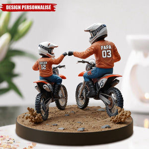 Plaque en acrylique personnalisée Père et Enfant en Moto – Cadeau Touchant pour la Fête des Pères