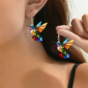 Boucles d'Oreilles Colibri Colorées - Cadeau pour les Amoureux des Oiseaux