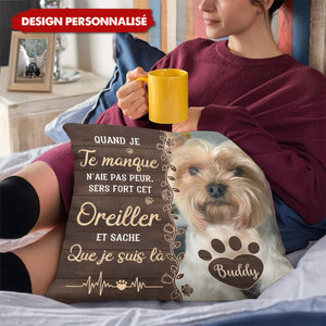 Coussin Personnalisé avec Photo de Chien et Message d’Amour – Cadeau Émotionnel et Réconfortant