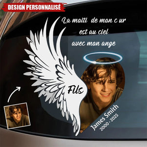 Autocollant Commémoratif Personnalisé – Ailes d’Ange avec Photo et Nom