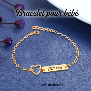 Bracelet Bébé Personnalisé avec Prénom Gravé – Cadeau Naissance Adorable
