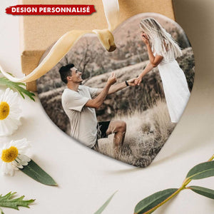 Décoration en Céramique Personnalisée – Engagement avec Carte et Photo