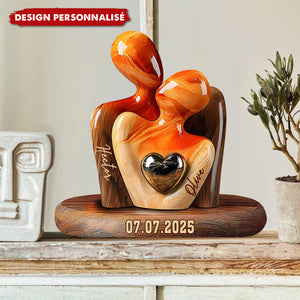 Plaque Acrylique Couple Personnalisée avec Prénoms et Date – Cadeau d’Amour Inoubliable