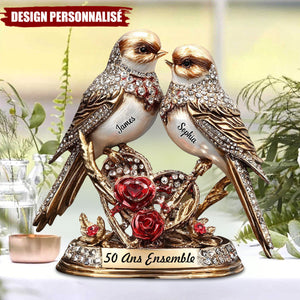 Plaque Personnalisée – Oiseaux de l’Amour pour Anniversaire de Mariage