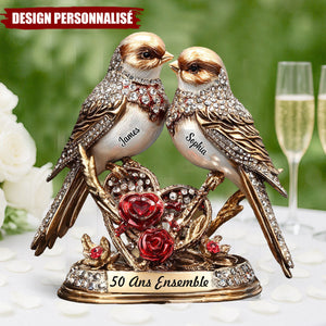 Plaque Personnalisée – Oiseaux de l’Amour pour Anniversaire de Mariage