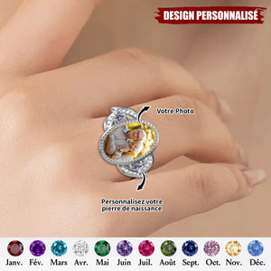 Bague Ovale Personnalisée avec Photo - Cadeau Romantique et Intemporel pour Couples