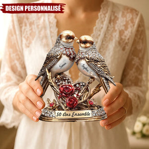 Plaque Personnalisée – Oiseaux de l’Amour pour Anniversaire de Mariage