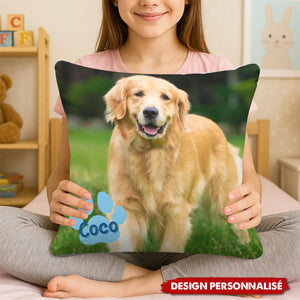 Coussin Personnalisé avec Photo d’Animal – Cadeau Doux et Unique
