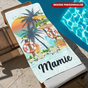 L’Amour de Mamie n’a pas de Limites – Serviette de Plage Personnalisée pour la Famille