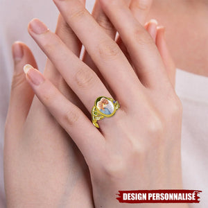 Bague Ovale Personnalisée avec Photo - Cadeau Romantique et Intemporel pour Couples