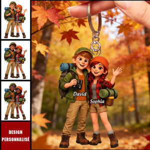 Porte-clés Personnalisé Randonneur Couple - Cadeau Aventure Amoureux
