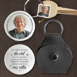 Porte-Clés Commémoratif Personnalisé – “Un Câlin du Ciel” avec Photo et Message Gravé