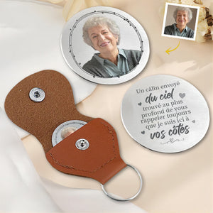 Porte-Clés Commémoratif Personnalisé – “Un Câlin du Ciel” avec Photo et Message Gravé
