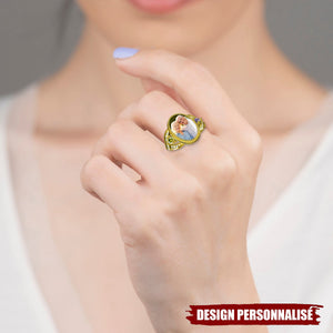 Bague Ovale Personnalisée avec Photo - Cadeau Romantique et Intemporel pour Couples