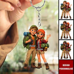 Porte-clés Personnalisé Randonneur Couple - Cadeau Aventure Amoureux