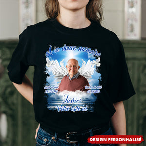 T-shirt Commémoratif Personnalisé avec Photo et Dates – Hommage Émotionnel pour un Être Cher