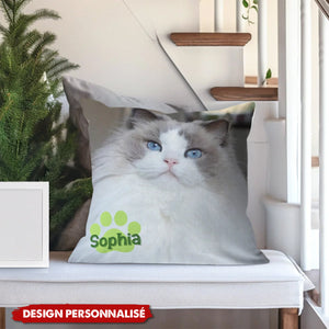 Coussin Personnalisé avec Photo d’Animal – Cadeau Doux et Unique