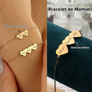 Bracelet Cœur Personnalisé pour la Fête des Mères – Spécialement Personnalisé avec les Noms des Enfants