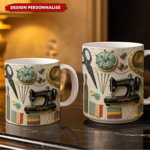 Mug machine à coudre personnalisé - Cadeau pour les amateurs de bricolage