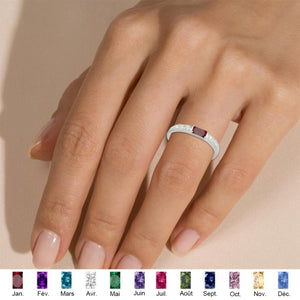 Bague Commémorative Personnalisée avec Pierre de Naissance – Cadeau de Souvenir