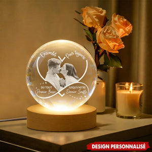 Lampe de nuit en cristal personnalisée pour couple - Cadeau d’amour inoubliable