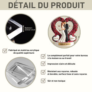Plaque Acrylique Personnalisée – Couple Romantique avec Roses et Prénoms