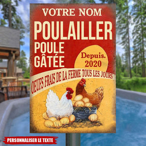 Enseigne Métallique Personnalisée – Poulailler, Oeufs frais de la ferme tous les jours